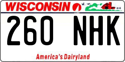 WI license plate 260NHK