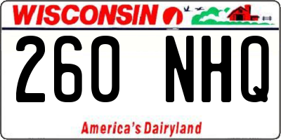 WI license plate 260NHQ
