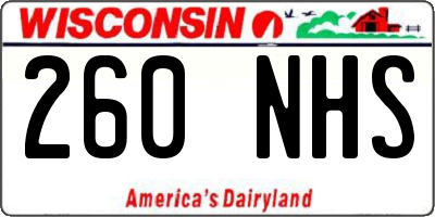 WI license plate 260NHS