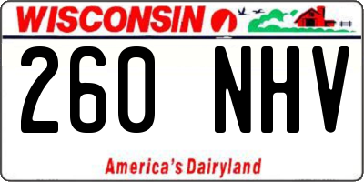 WI license plate 260NHV