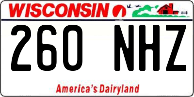 WI license plate 260NHZ
