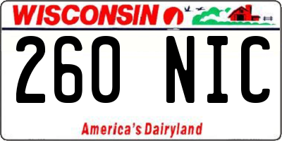 WI license plate 260NIC