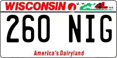 WI license plate 260NIG