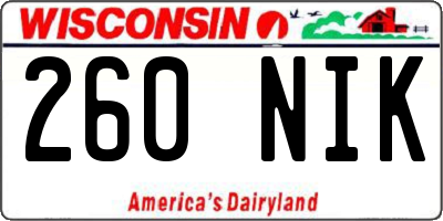 WI license plate 260NIK
