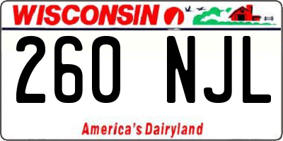 WI license plate 260NJL