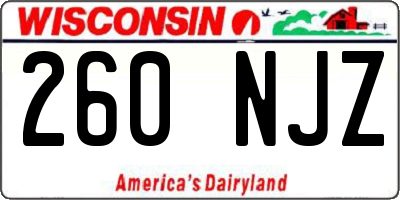 WI license plate 260NJZ