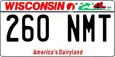 WI license plate 260NMT
