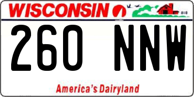 WI license plate 260NNW
