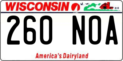 WI license plate 260NOA