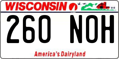 WI license plate 260NOH