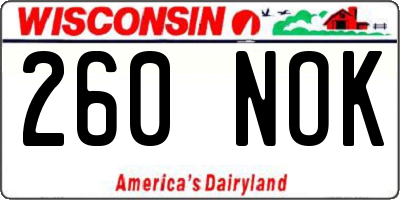 WI license plate 260NOK