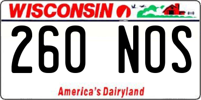 WI license plate 260NOS