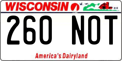 WI license plate 260NOT