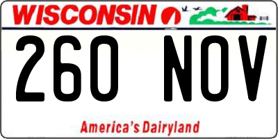 WI license plate 260NOV