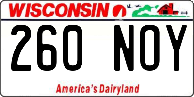 WI license plate 260NOY