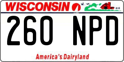 WI license plate 260NPD