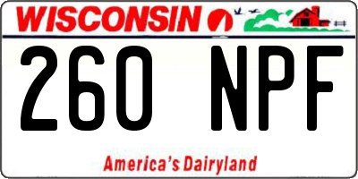 WI license plate 260NPF