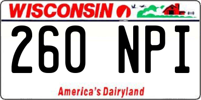 WI license plate 260NPI
