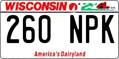 WI license plate 260NPK