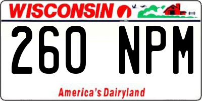 WI license plate 260NPM