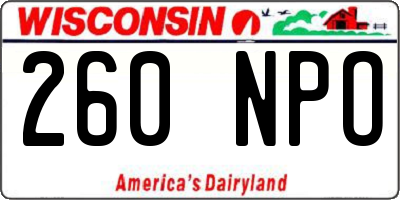 WI license plate 260NPO