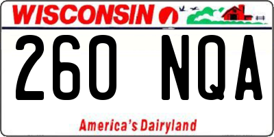 WI license plate 260NQA