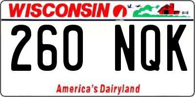 WI license plate 260NQK