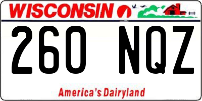 WI license plate 260NQZ