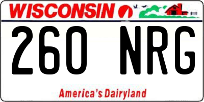 WI license plate 260NRG