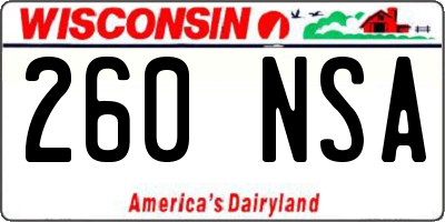 WI license plate 260NSA