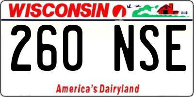 WI license plate 260NSE