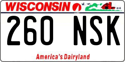 WI license plate 260NSK