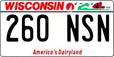 WI license plate 260NSN