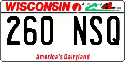 WI license plate 260NSQ