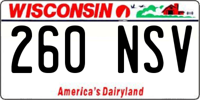 WI license plate 260NSV