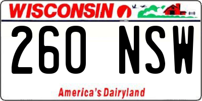 WI license plate 260NSW
