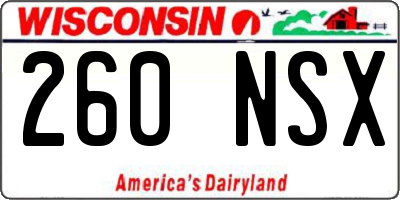 WI license plate 260NSX