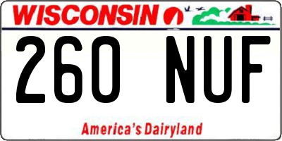 WI license plate 260NUF
