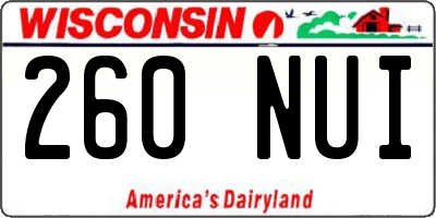 WI license plate 260NUI