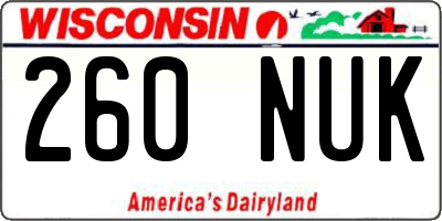 WI license plate 260NUK