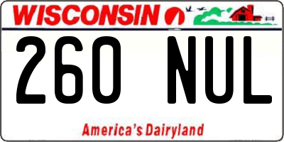 WI license plate 260NUL