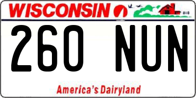 WI license plate 260NUN