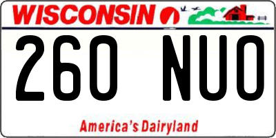WI license plate 260NUO