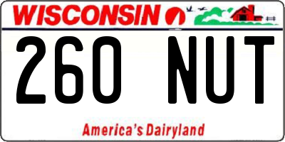 WI license plate 260NUT
