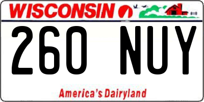 WI license plate 260NUY