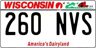 WI license plate 260NVS
