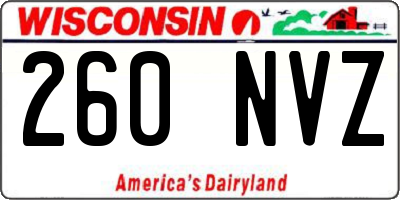 WI license plate 260NVZ