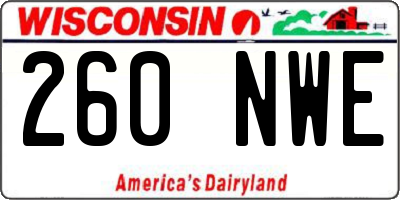 WI license plate 260NWE