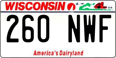 WI license plate 260NWF