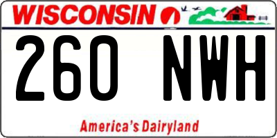 WI license plate 260NWH